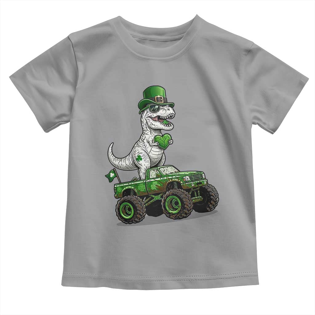Funny St Patricks Day Dinosaur Truck Toddler T Shirt Lucky Dino Gift TS12 Sport Gray Print Your Wear