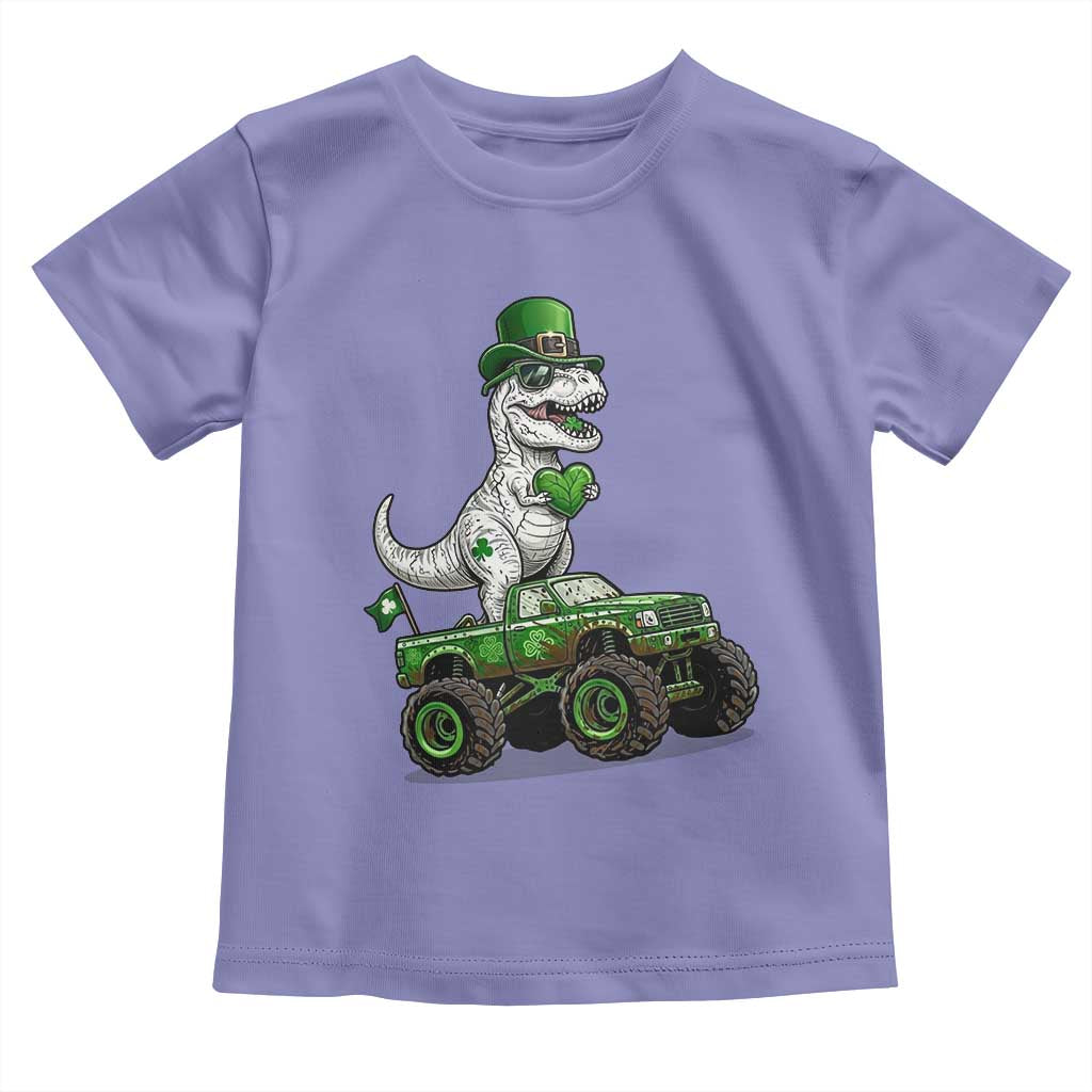 Funny St Patricks Day Dinosaur Truck Toddler T Shirt Lucky Dino Gift TS12 Violet Print Your Wear
