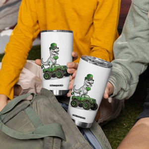 Funny St Patricks Day Dinosaur Truck Tumbler Cup Lucky Dino Gift TS12 Print Your Wear