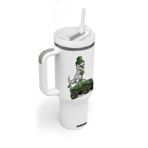Funny St Patricks Day Dinosaur Truck Tumbler With Handle Lucky Dino Gift TS12 Print Your Wear