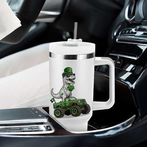 Funny St Patricks Day Dinosaur Truck Tumbler With Handle Lucky Dino Gift TS12 Print Your Wear