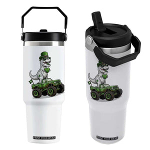 Funny St Patricks Day Dinosaur Truck Flip Straw Tumbler Lucky Dino Gift TS12 One Size: 30 oz White Print Your Wear