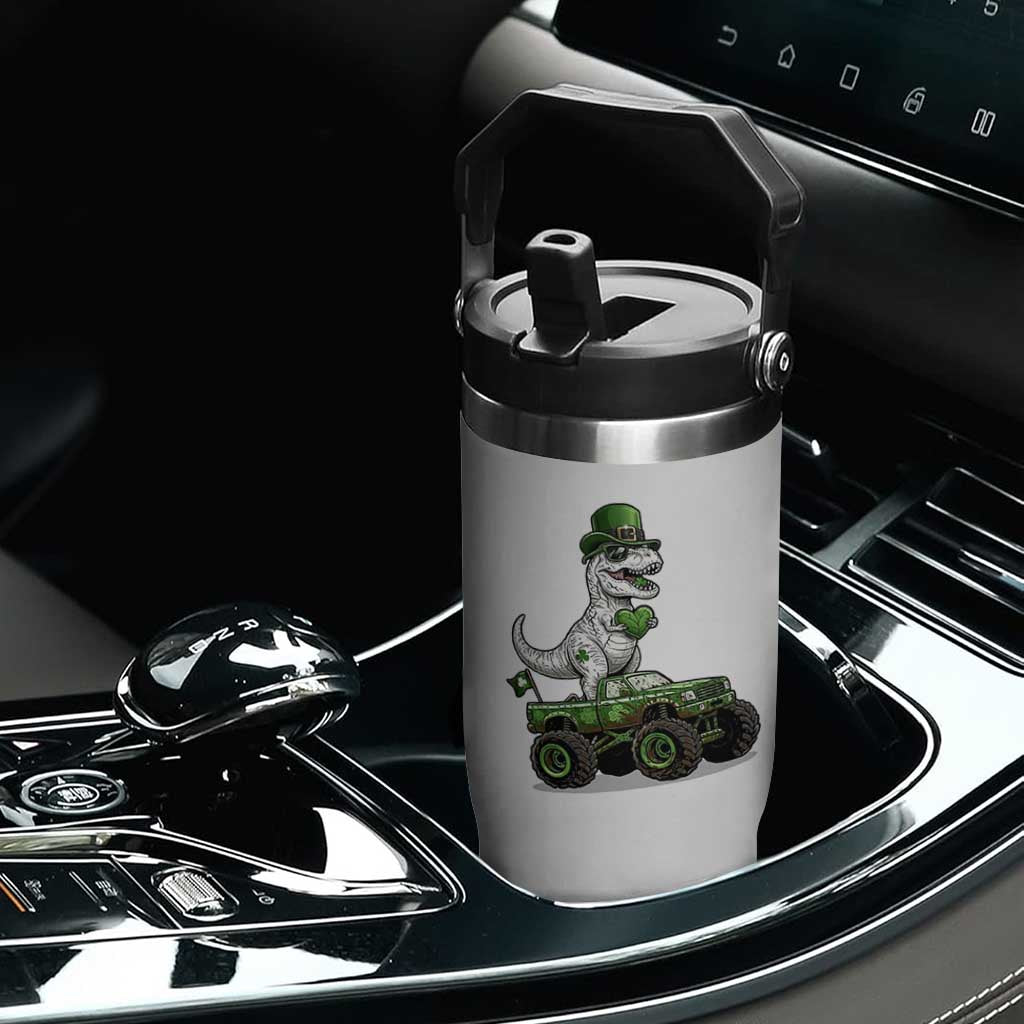 Funny St Patricks Day Dinosaur Truck Flip Straw Tumbler Lucky Dino Gift TS12 Print Your Wear