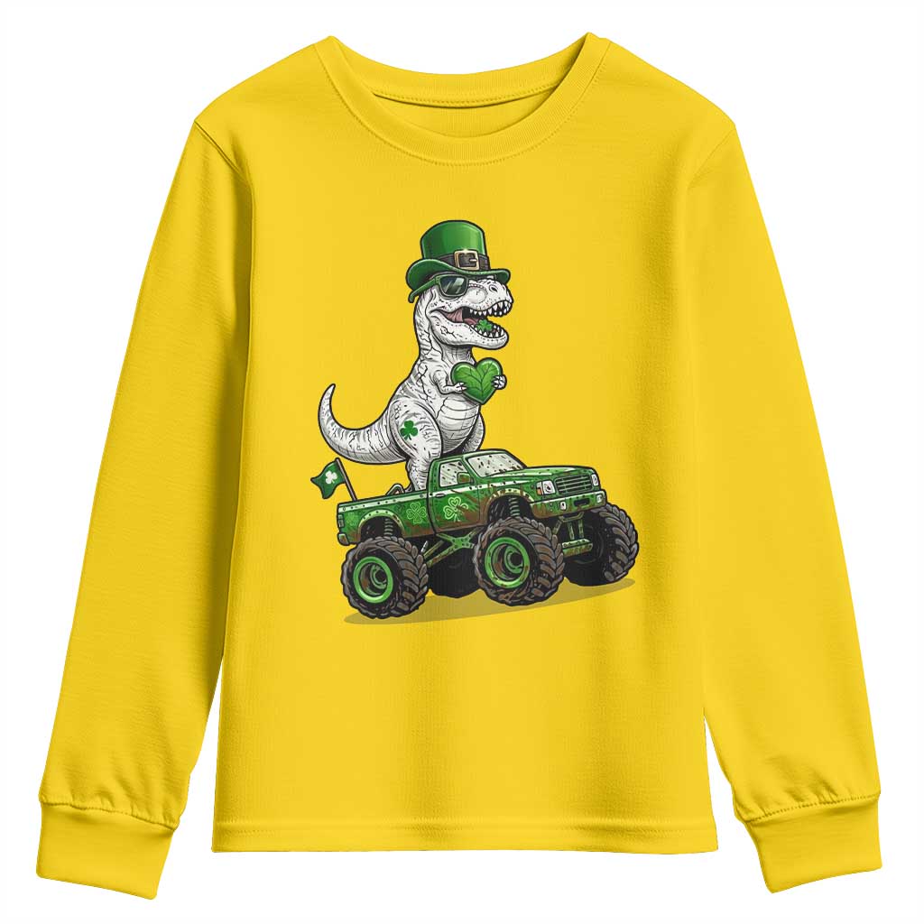 Funny St Patricks Day Dinosaur Truck Youth Sweatshirt Lucky Dino Gift TS12 Daisy Print Your Wear
