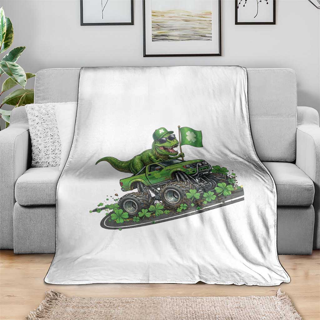 Funny St Patricks Day Dinosaur Truck Throw Blanket Irish Holiday Gift TS12 Print Your Wear
