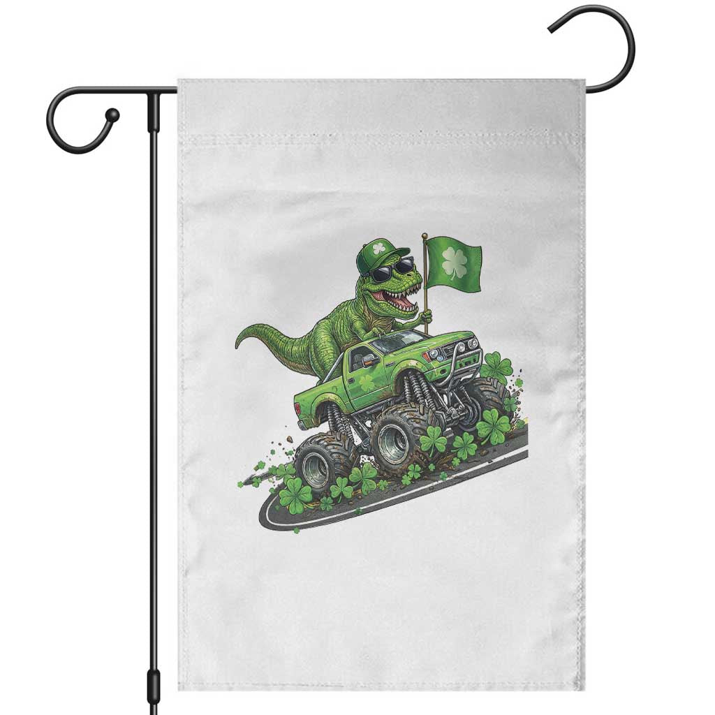 Funny St Patricks Day Dinosaur Truck Garden Flag Irish Holiday Gift TS12 White Print Your Wear