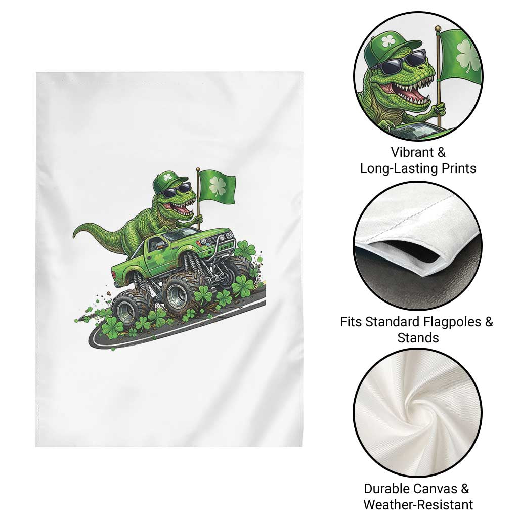 Funny St Patricks Day Dinosaur Truck Garden Flag Irish Holiday Gift TS12 Print Your Wear