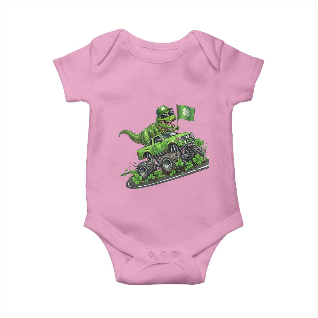 Funny St Patricks Day Dinosaur Truck Baby Onesie Irish Holiday Gift TS12 Light Pink Print Your Wear