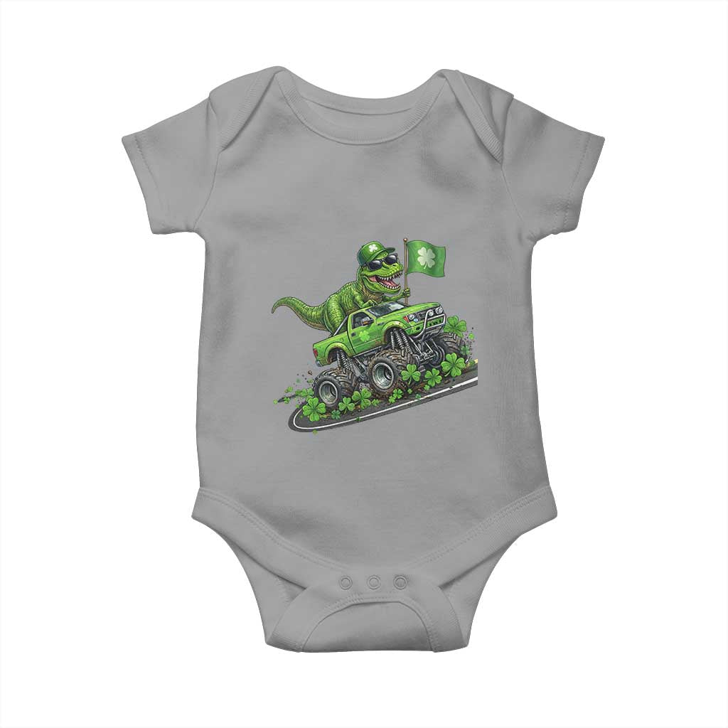 Funny St Patricks Day Dinosaur Truck Baby Onesie Irish Holiday Gift TS12 Sport Gray Print Your Wear
