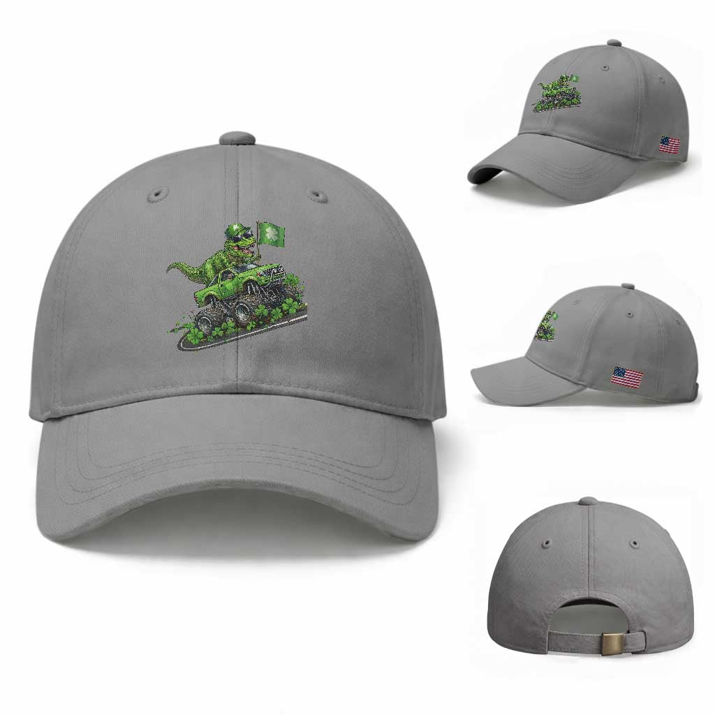 Funny St Patricks Day Dinosaur Truck Baseball Cap Irish Holiday Gift TS12 Baseball Cap Universal Fit Sport Gray Print Your Wear