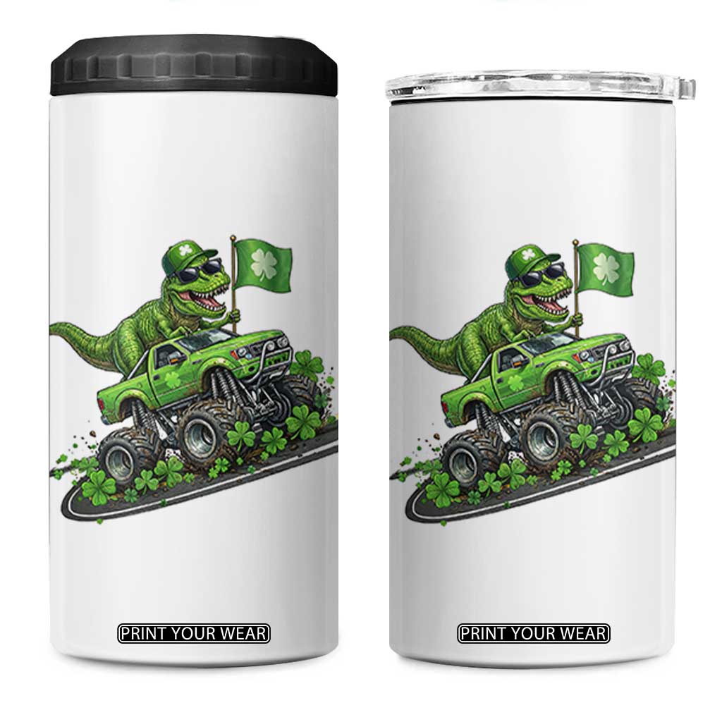 Funny St Patricks Day Dinosaur Truck 4 in 1 Can Cooler Tumbler Irish Holiday Gift TS12 One Size: 16 oz White Print Your Wear