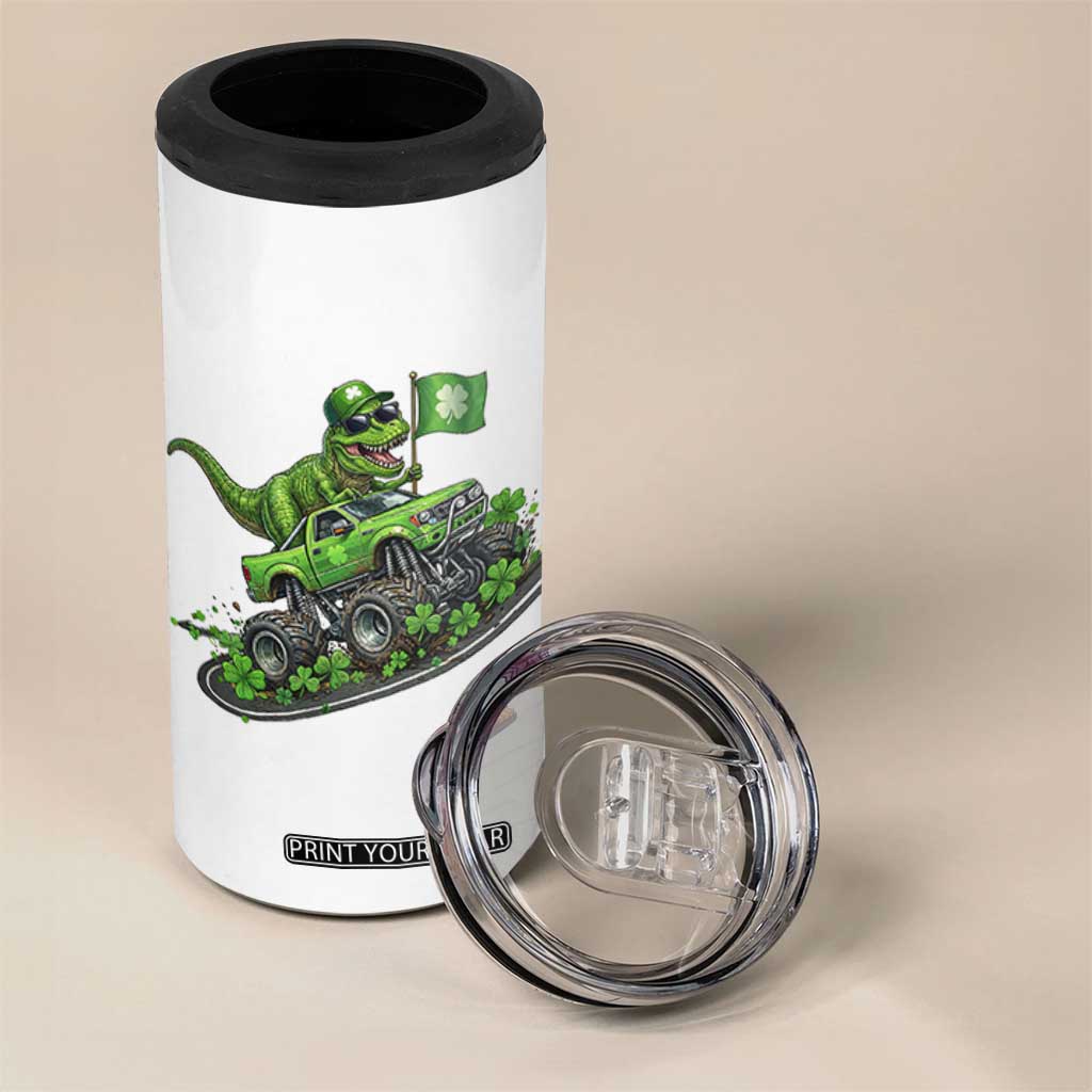 Funny St Patricks Day Dinosaur Truck 4 in 1 Can Cooler Tumbler Irish Holiday Gift TS12 Print Your Wear