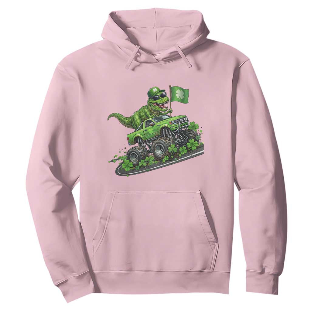 Funny St Patricks Day Dinosaur Truck Hoodie Irish Holiday Gift TS12 Light Pink Print Your Wear