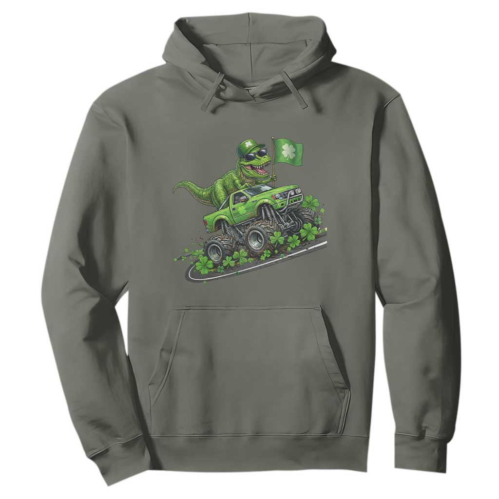 Funny St Patricks Day Dinosaur Truck Hoodie Irish Holiday Gift TS12 Military Green Print Your Wear