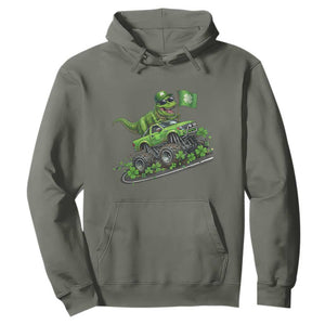 Funny St Patricks Day Dinosaur Truck Hoodie Irish Holiday Gift TS12 Military Green Print Your Wear