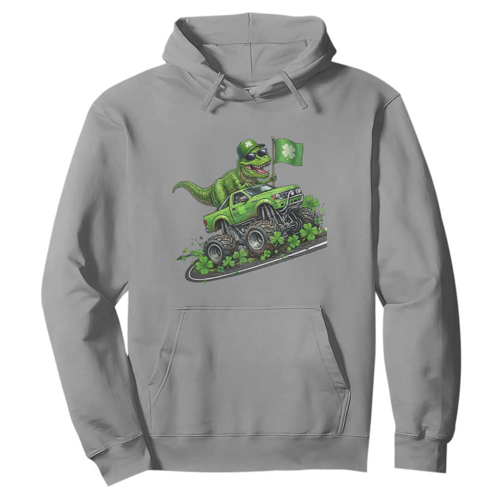 Funny St Patricks Day Dinosaur Truck Hoodie Irish Holiday Gift TS12 Sport Gray Print Your Wear