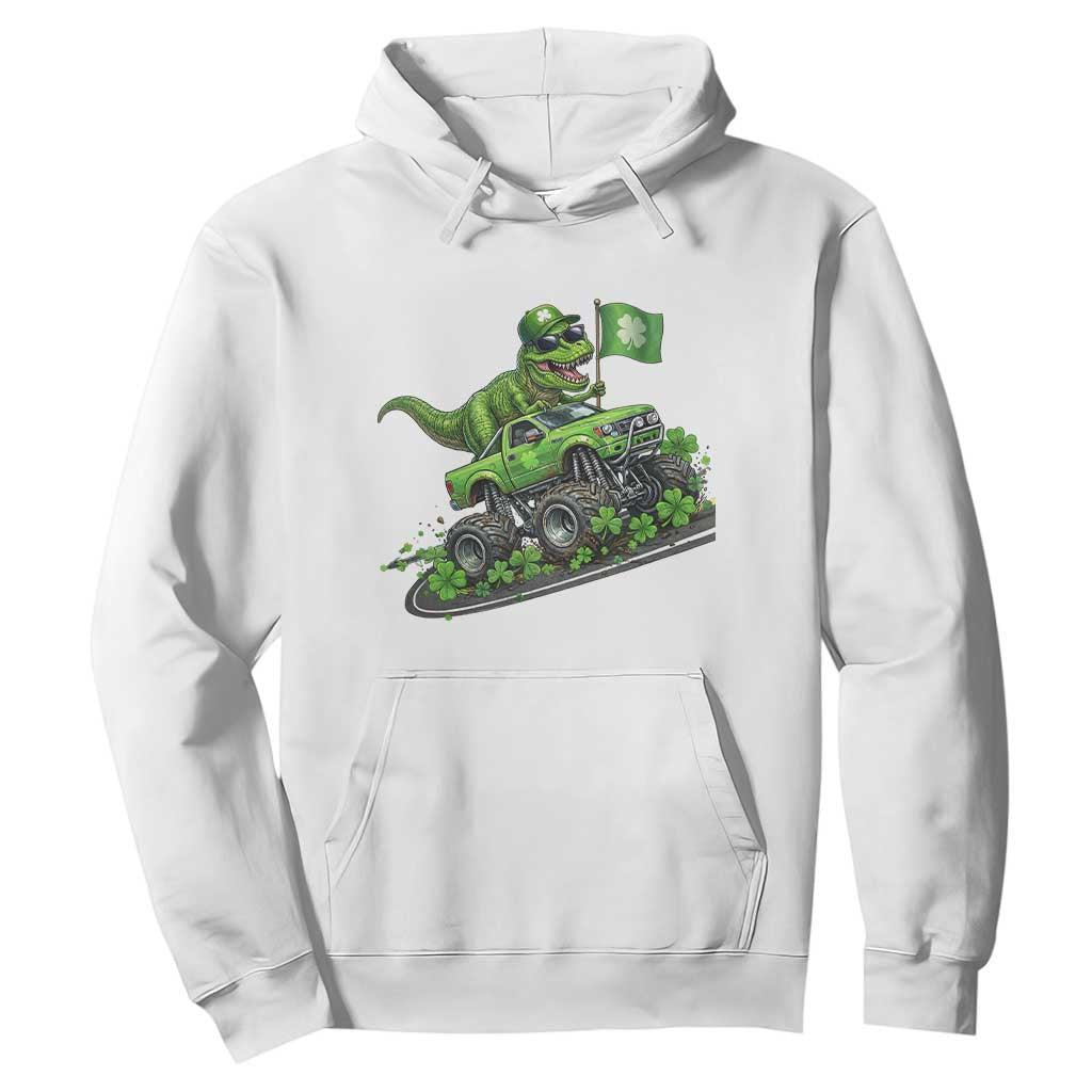 Funny St Patricks Day Dinosaur Truck Hoodie Irish Holiday Gift TS12 White Print Your Wear