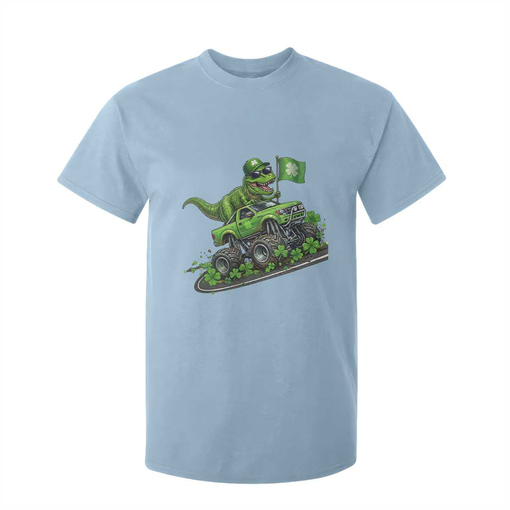 Funny St Patricks Day Dinosaur Truck T Shirt For Kid Irish Holiday Gift TS12 Light Blue Print Your Wear