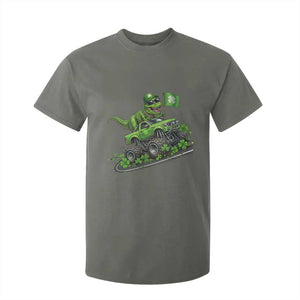 Funny St Patricks Day Dinosaur Truck T Shirt For Kid Irish Holiday Gift TS12 Military Green Print Your Wear
