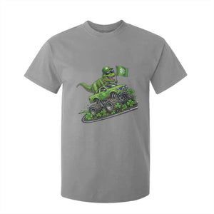 Funny St Patricks Day Dinosaur Truck T Shirt For Kid Irish Holiday Gift TS12 Sport Gray Print Your Wear