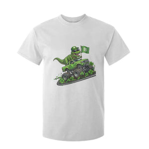 Funny St Patricks Day Dinosaur Truck T Shirt For Kid Irish Holiday Gift TS12 White Print Your Wear