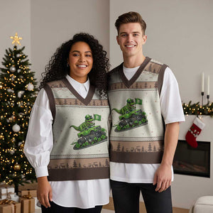 Funny St Patricks Day Dinosaur Truck V-Neck Knit Sweater Vest Irish Holiday Gift TS12 Mocha Mousse Print Your Wear