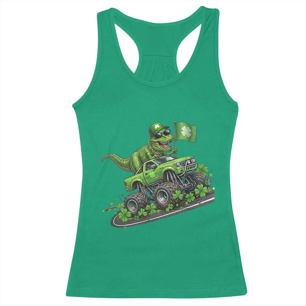 Funny St Patricks Day Dinosaur Truck Racerback Tank Top Irish Holiday Gift TS12 Irish Green Print Your Wear