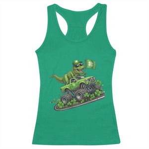 Funny St Patricks Day Dinosaur Truck Racerback Tank Top Irish Holiday Gift TS12 Irish Green Print Your Wear