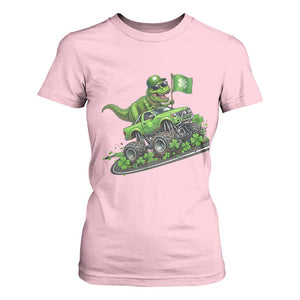 Funny St Patricks Day Dinosaur Truck T Shirt For Women Irish Holiday Gift TS12 Light Pink Print Your Wear
