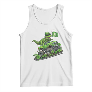 Funny St Patricks Day Dinosaur Truck Tank Top Irish Holiday Gift TS12 White Print Your Wear