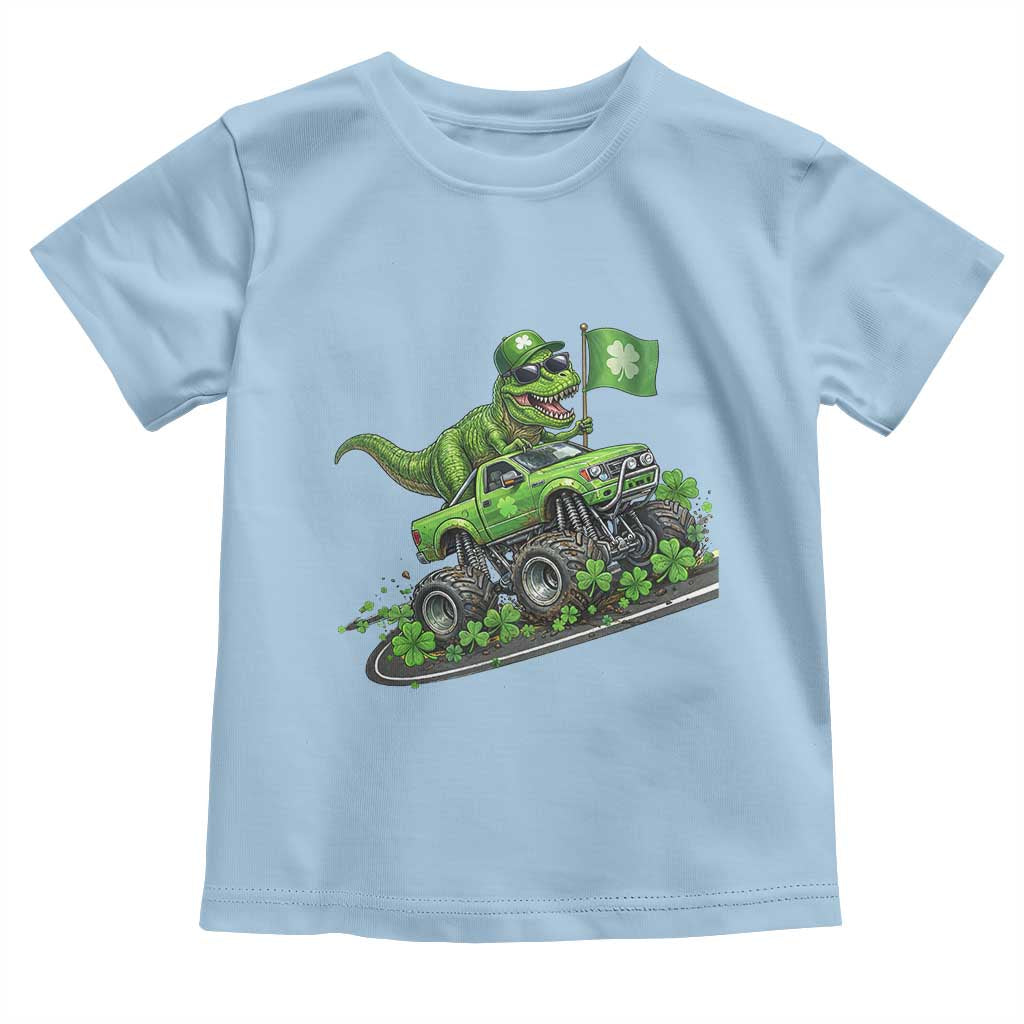 Funny St Patricks Day Dinosaur Truck Toddler T Shirt Irish Holiday Gift TS12 Light Blue Print Your Wear