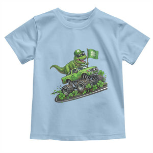 Funny St Patricks Day Dinosaur Truck Toddler T Shirt Irish Holiday Gift TS12 Light Blue Print Your Wear