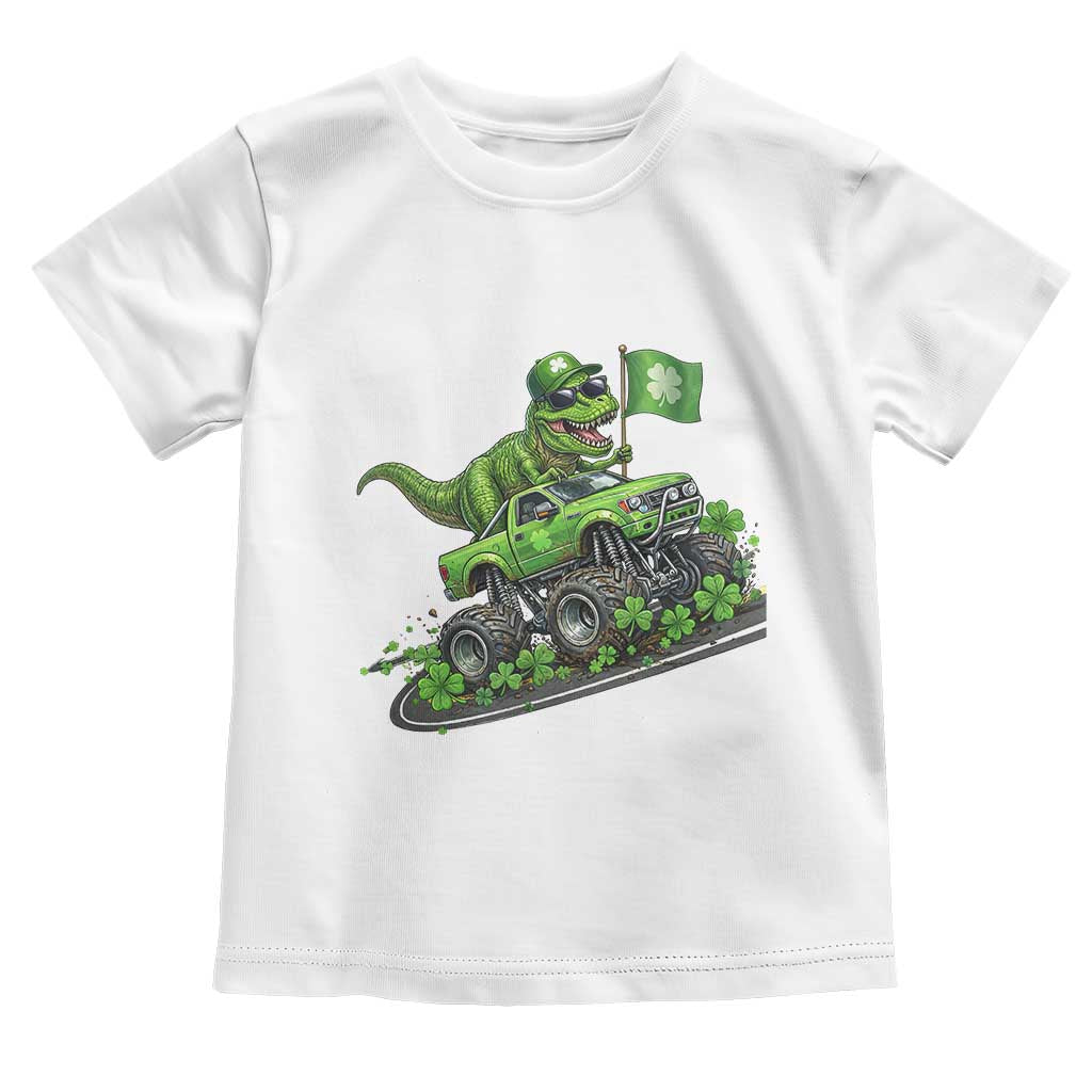 Funny St Patricks Day Dinosaur Truck Toddler T Shirt Irish Holiday Gift TS12 White Print Your Wear
