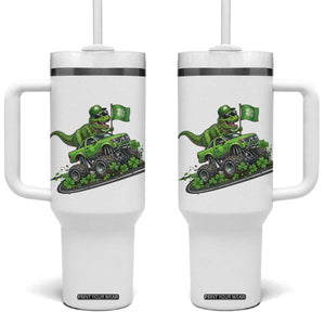 Funny St Patricks Day Dinosaur Truck Tumbler With Handle Irish Holiday Gift TS12 One Size: 40 oz White Print Your Wear