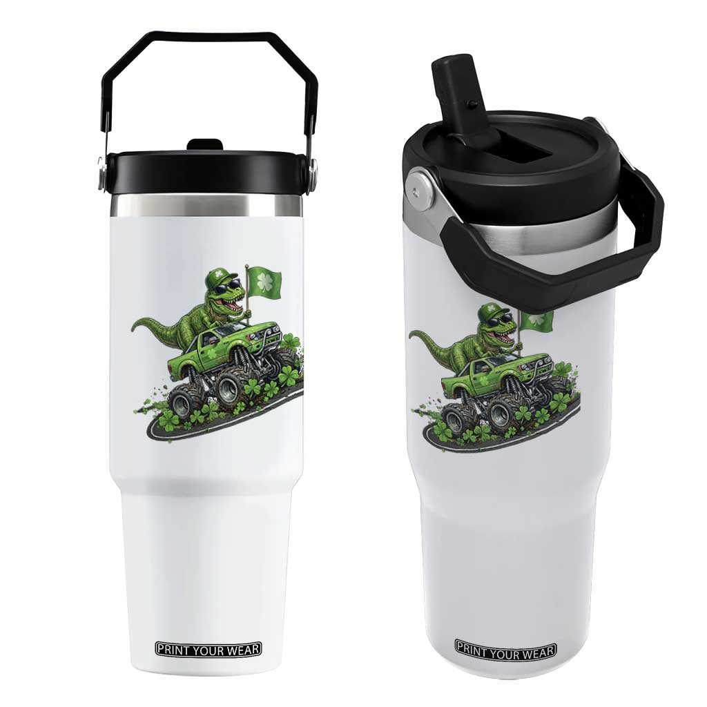 Funny St Patricks Day Dinosaur Truck Flip Straw Tumbler Irish Holiday Gift TS12 One Size: 30 oz White Print Your Wear