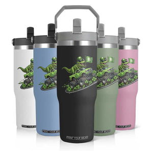 Funny St Patricks Day Dinosaur Truck Flip Straw Tumbler Irish Holiday Gift TS12 Print Your Wear