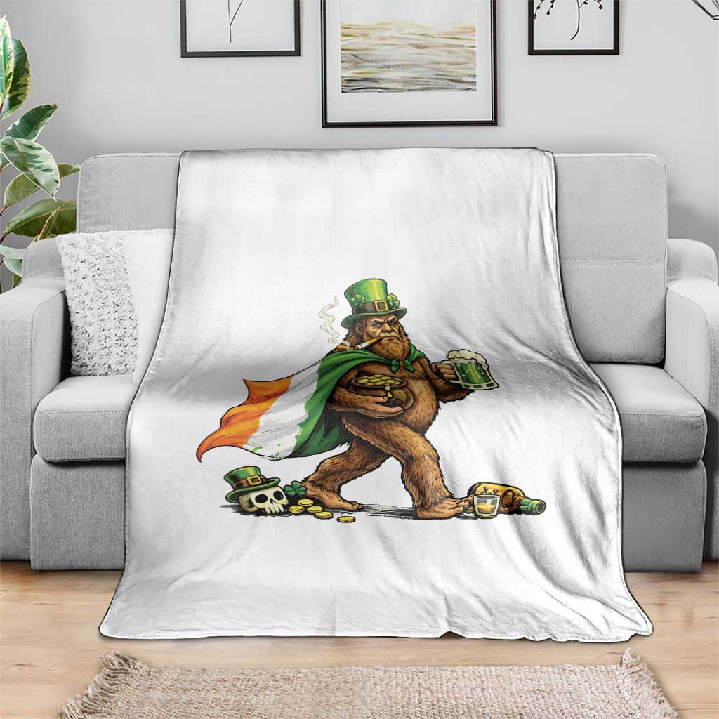 Funny St Patricks Day Bigfoot Throw Blanket Mythical Party Gift TS12 Print Your Wear