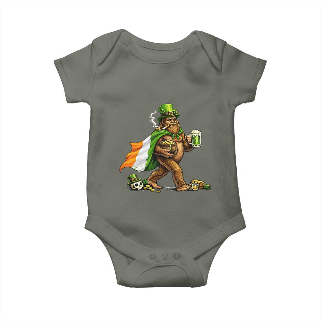 Funny St Patricks Day Bigfoot Baby Onesie Mythical Party Gift TS12 Military Green Print Your Wear