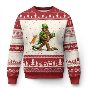 Funny St Patricks Day Bigfoot Ugly Christmas Sweater Mythical Party Gift TS12 Beige Red Print Your Wear