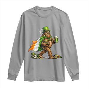 Funny St Patricks Day Bigfoot Long Sleeve Shirt Mythical Party Gift TS12 Sport Gray Print Your Wear