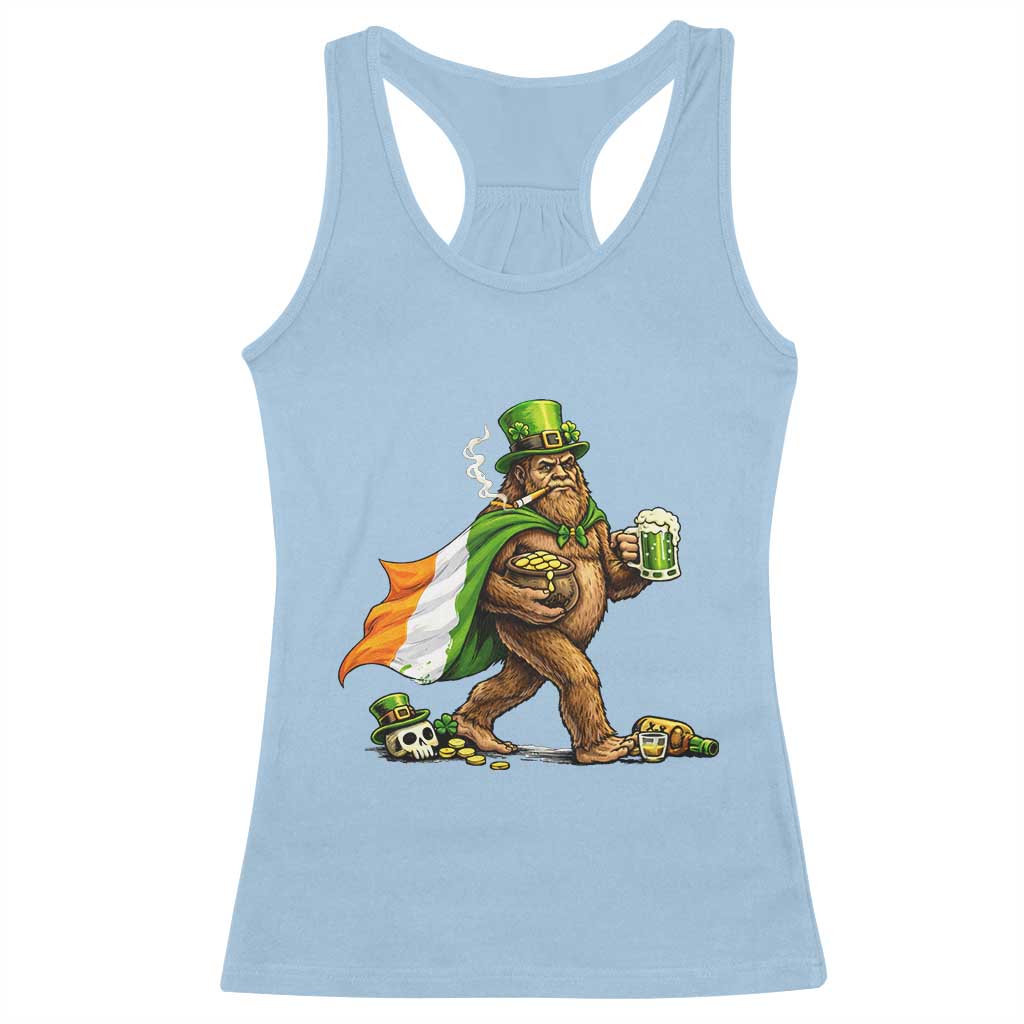 Funny St Patricks Day Bigfoot Racerback Tank Top Mythical Party Gift TS12 Light Blue Print Your Wear