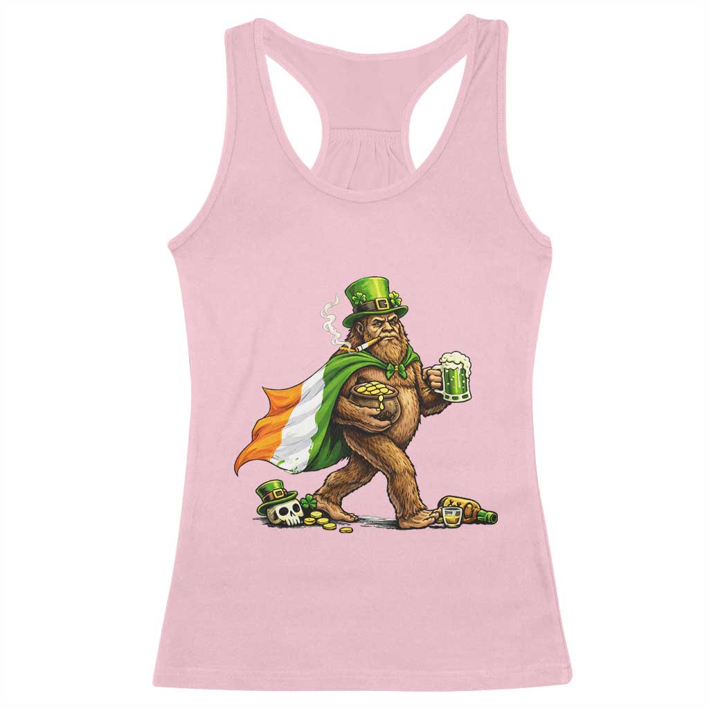 Funny St Patricks Day Bigfoot Racerback Tank Top Mythical Party Gift TS12 Light Pink Print Your Wear