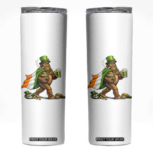 Funny St Patricks Day Bigfoot Skinny Tumbler Mythical Party Gift TS12 White Print Your Wear