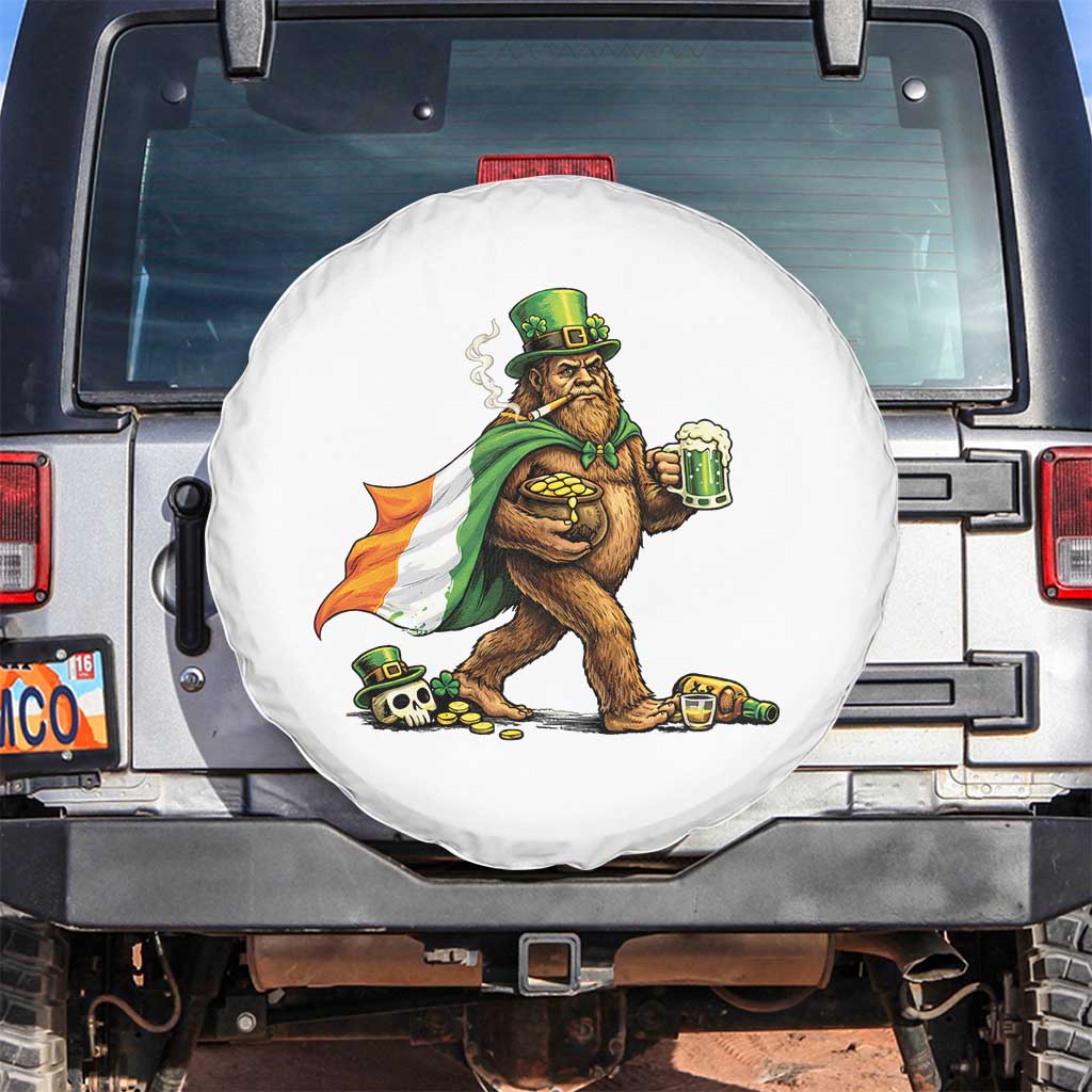Funny St Patricks Day Bigfoot Spare Tire Cover Mythical Party Gift TS12 No hole Black Print Your Wear