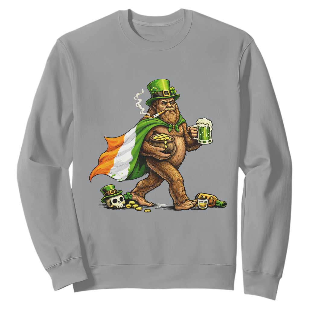 Funny St Patricks Day Bigfoot Sweatshirt Mythical Party Gift TS12 Sport Gray Print Your Wear