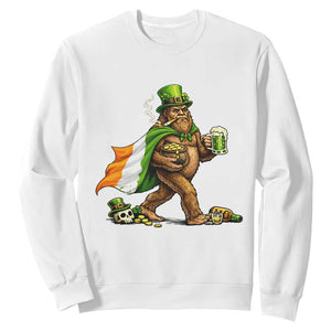 Funny St Patricks Day Bigfoot Sweatshirt Mythical Party Gift TS12 White Print Your Wear