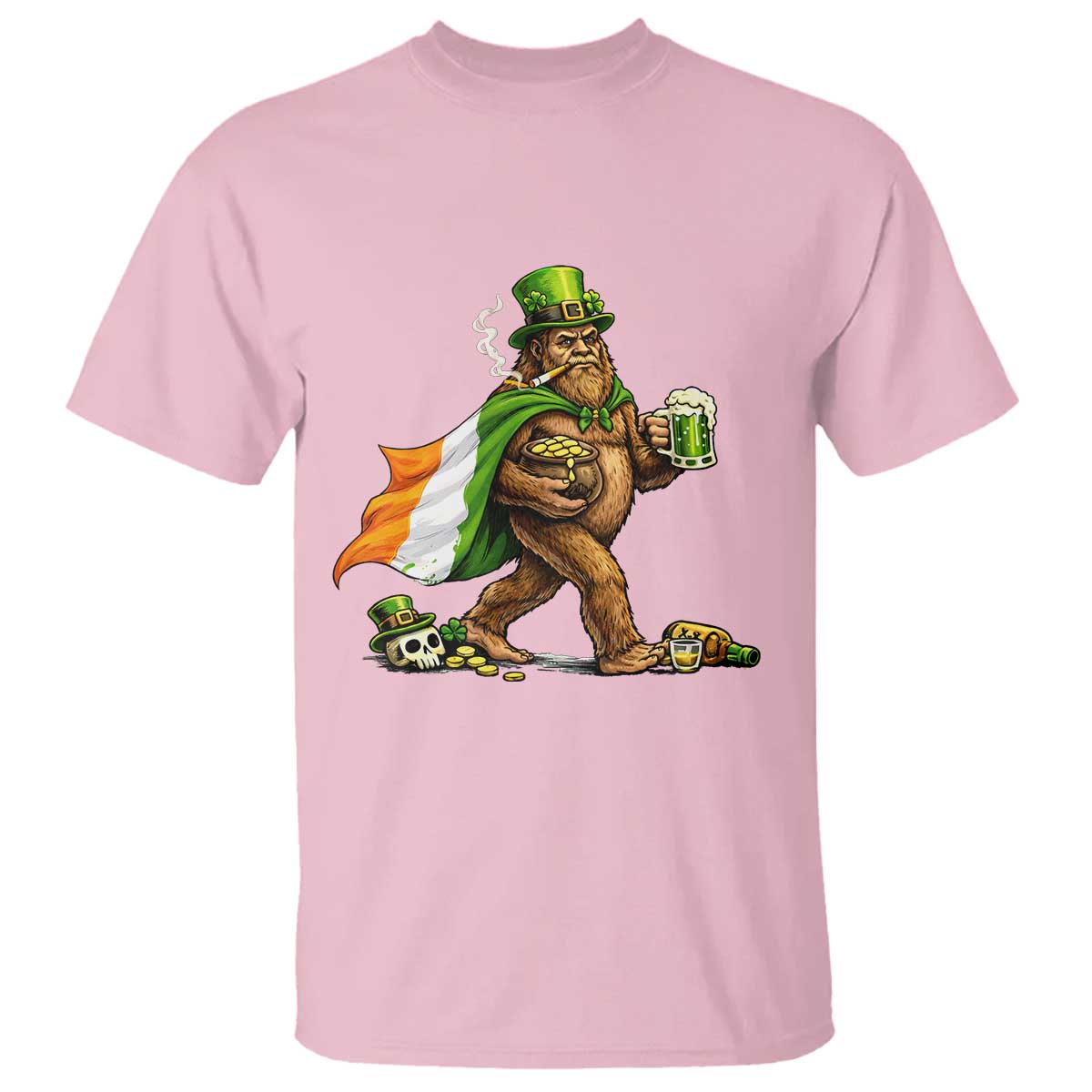 Funny St Patricks Day Bigfoot T Shirt Mythical Party Gift TS12 Light Pink Print Your Wear