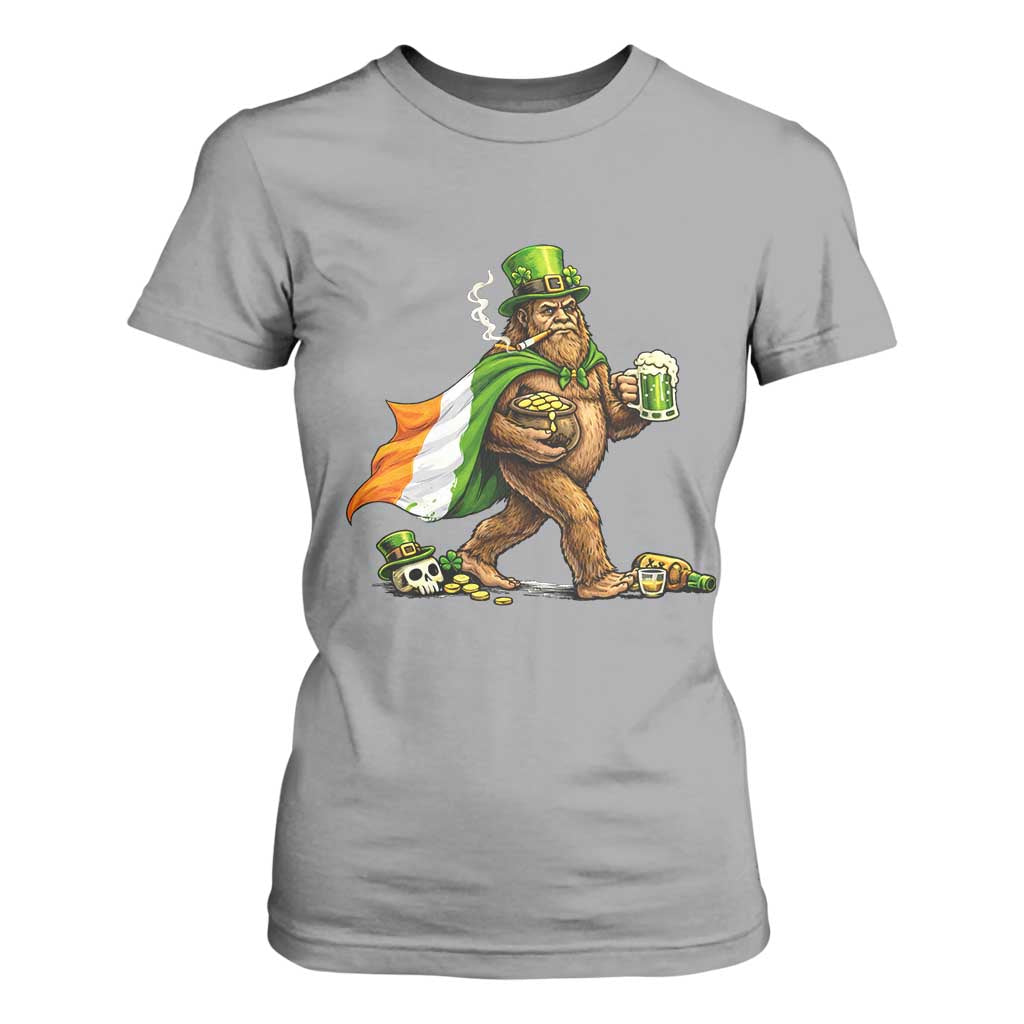 Funny St Patricks Day Bigfoot T Shirt For Women Mythical Party Gift TS12 Sport Gray Print Your Wear