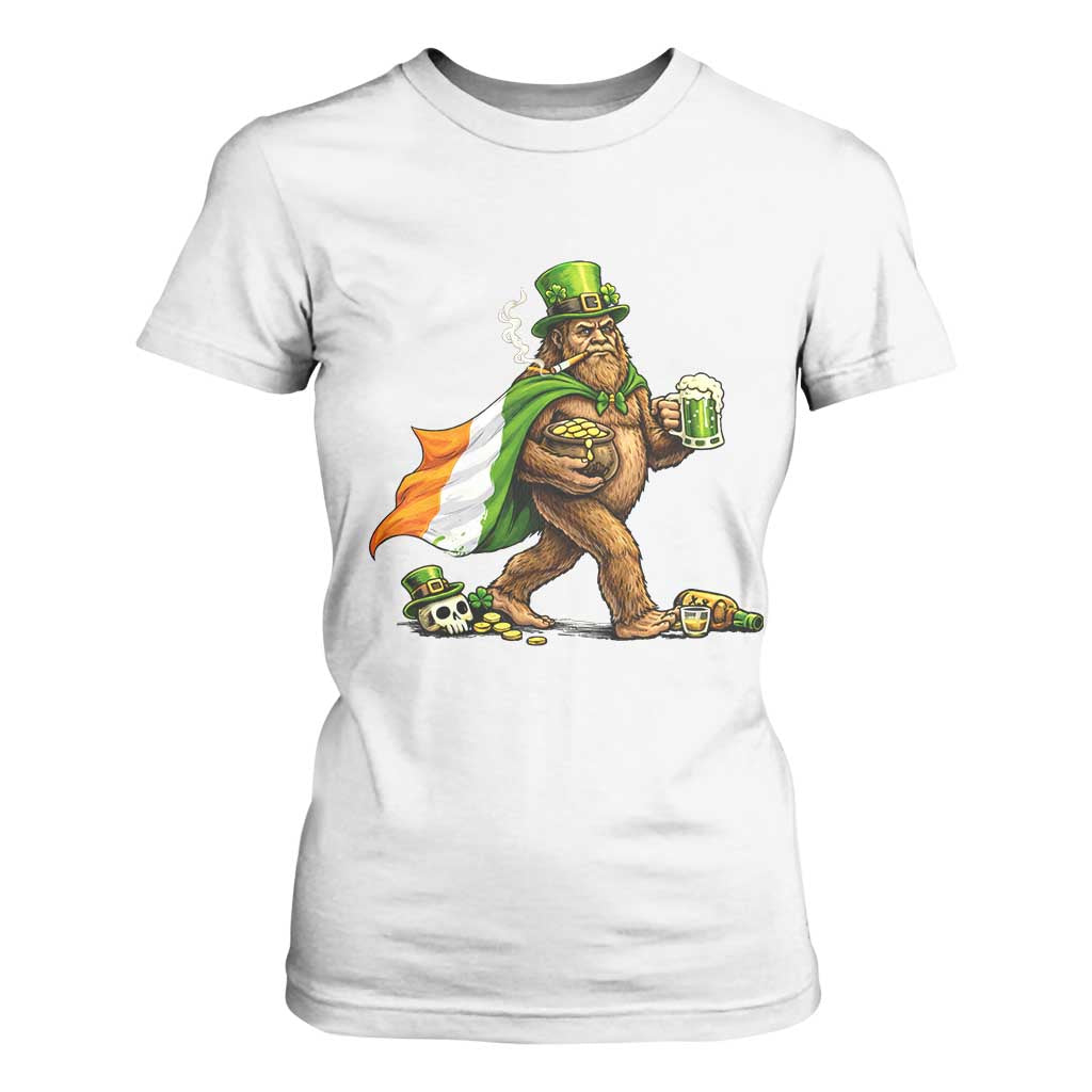 Funny St Patricks Day Bigfoot T Shirt For Women Mythical Party Gift TS12 White Print Your Wear