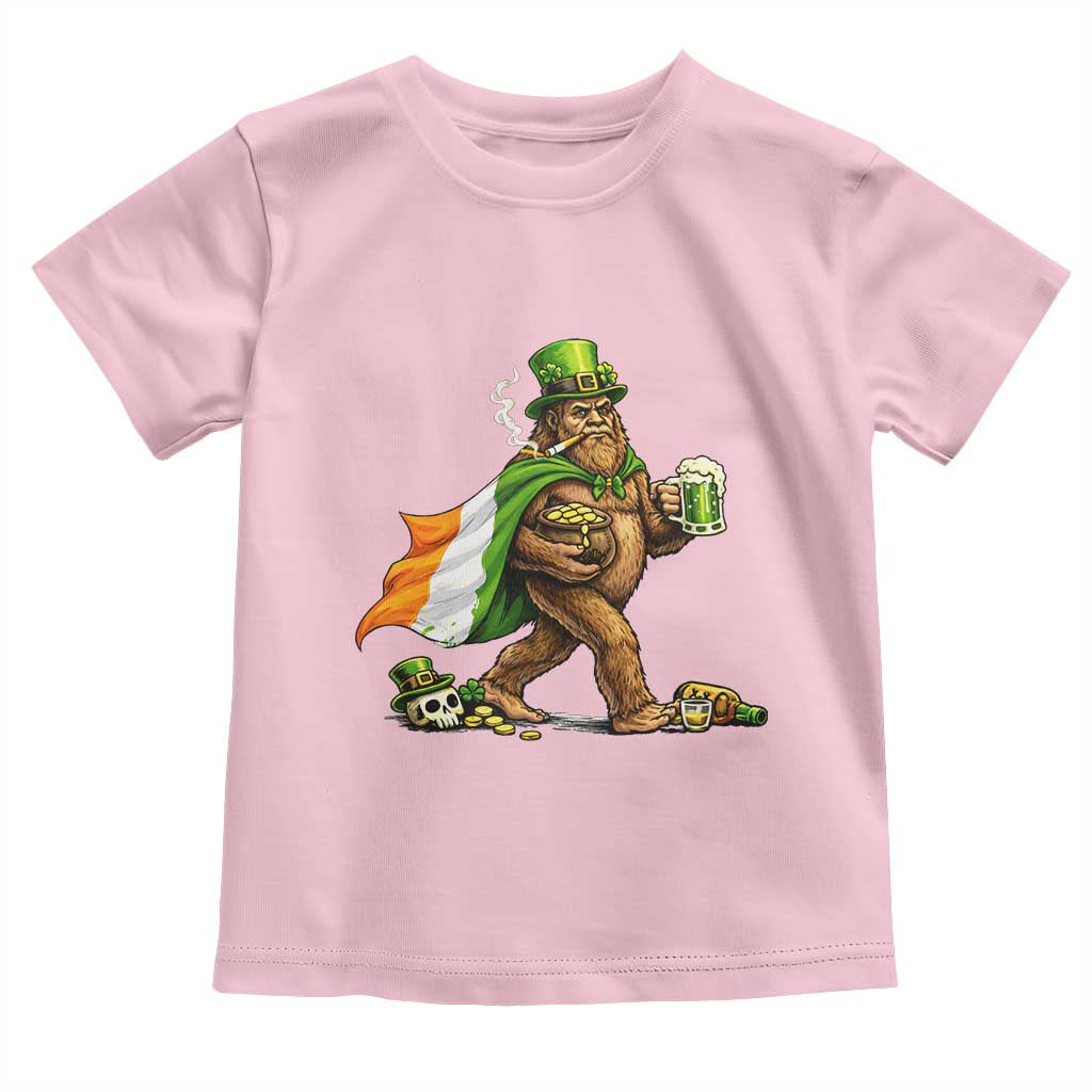 Funny St Patricks Day Bigfoot Toddler T Shirt Mythical Party Gift TS12 Light Pink Print Your Wear